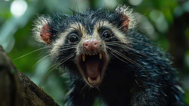 Closeup portrait of wet palm civet