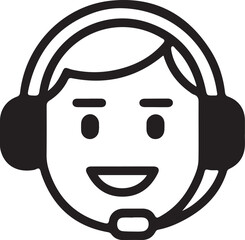 Customer Service Operator Icon with Headset and Microphone