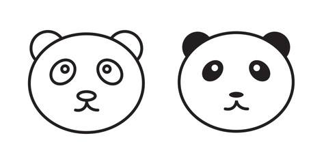 Panda bear icon or Cute Panda Face icon . Vector illustration with stroke and fill on a white background.