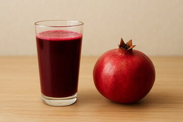 Freshly squeezed pomegranate juice – the process of preparation and pouring into a glass