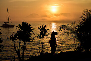 Registrando o fim de tarde na praia
