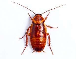 Brown cockroach on white background