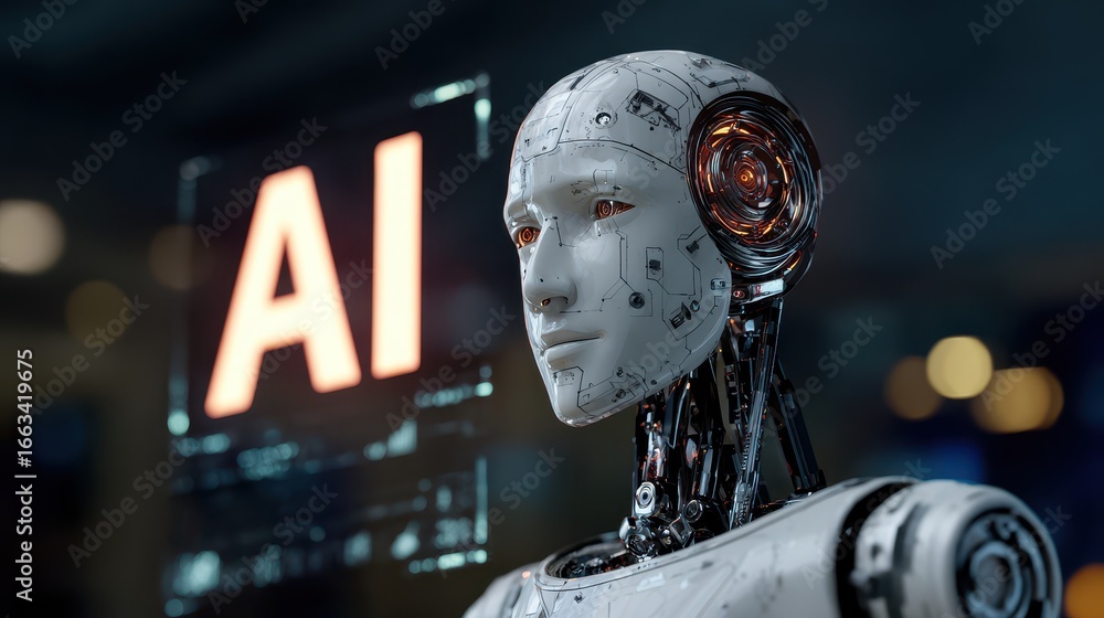 Aufkleber robotic figure showcasing advanced artificial intelligence technology in modern setting