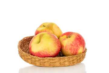 Juicy organic apples isolated on white background, macro.