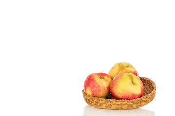 Juicy organic apples isolated on white background, macro.