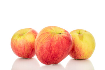 Juicy organic apples isolated on white background, macro.