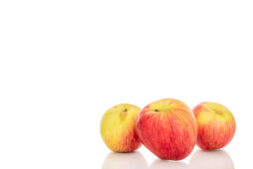 Juicy organic apples isolated on white background, macro.