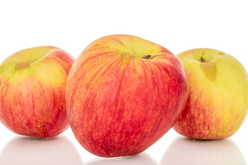 Juicy organic apples isolated on white background, macro.