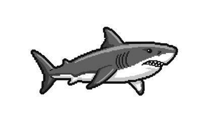 Naklejka premium Pixel Art Shark Illustration Retro Gaming Icon for Ocean Lovers and Marine Life Enthusiasts