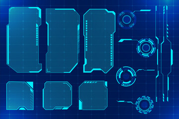 High Tech HUD UI Collection with Futuristic Sci-Fi Circles and Blue Interface Components