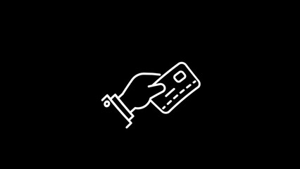 Hand holding credit card icon on black background payment transaction