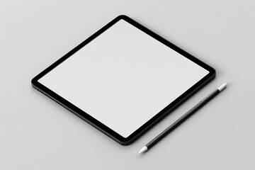 Tablet stylus pair mockup with blank white screen angled slightly clean realistic texture no shadow