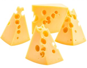 Cheese slices on white background