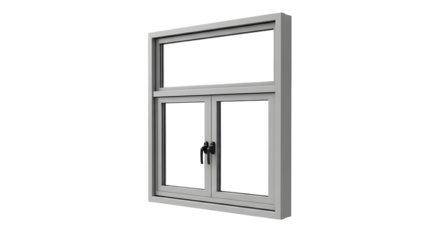 Modern aluminum casement window with transom, sleek design for contemporary home renovations and architectural projects