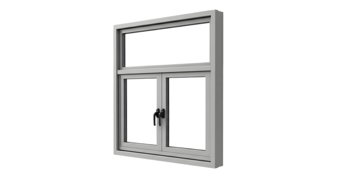 Modern aluminum casement window with transom, sleek design for contemporary home renovations and architectural projects