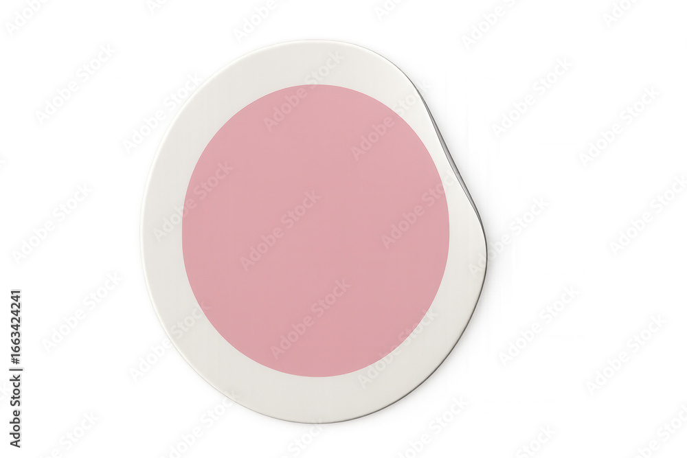 Aufkleber pink circle placed on a white irregular shape over a transparent background, creating a simple yet m