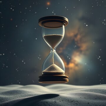 Paciencia como un reloj de arena flotando en el espacio