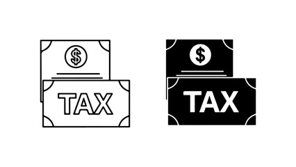 Tax and Money Icon Set in Line and Glyph Styles on a White Background