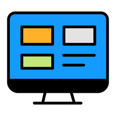 Flat screen TV with shadow and a computer monitor, vector illustration of a modern digital display technology