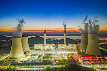 Thermal Power Plant at Night