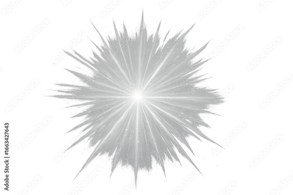 Poster white glowing star with radiating light rays on a transparent background, perfect for adding a touch