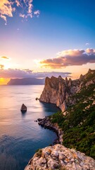 Dramatic coastal sunset vista