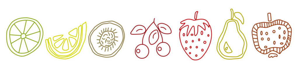 Hand-drawn fruits