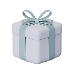 Isolated minimalist gift box with soft blue ribbon bow for holiday celebrations and special occasion designs perfect for marketing and promotions