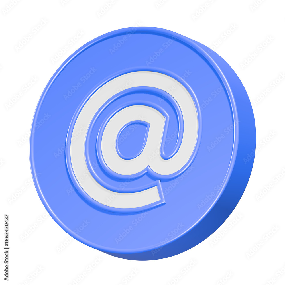 Poster blue email button icon for internet communication at mail 3d rendering