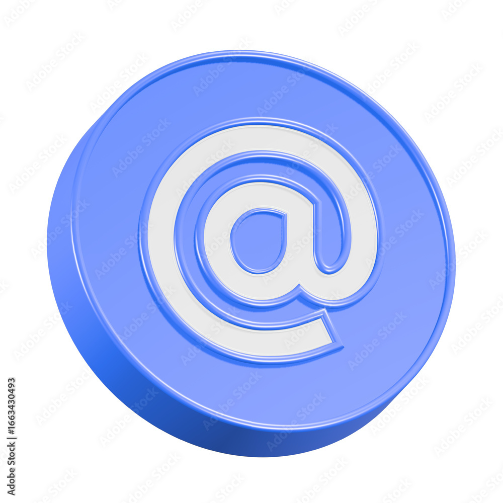 Poster blue email button icon for internet communication at mail 3d rendering