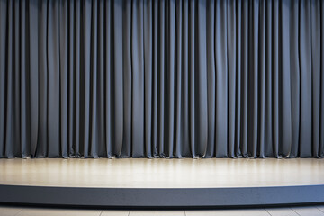 Minimalist modern empty stage with dark curtains and spotlight for product presentation or branding...