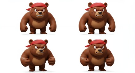 Fototapeta premium Angry cartoon bear illustrations