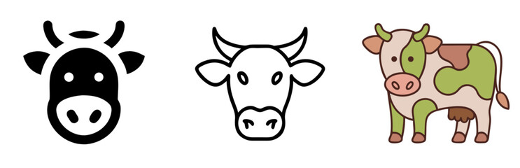 Cow Icon for Farming, Livestock, Dairy, Agriculture and Rural Life