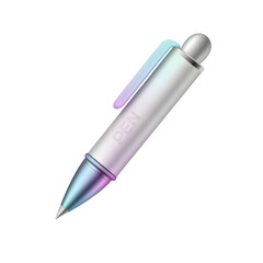 Stylish and Sleek Pen Design for Writing and Creative Projects with Smooth Metallic Finish and Gradient Colors on Black Background