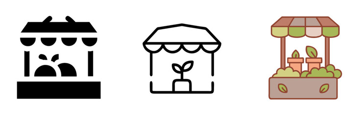 Farm Market Icon for Fresh Produce, Agriculture, Local Farmers and Organic Food