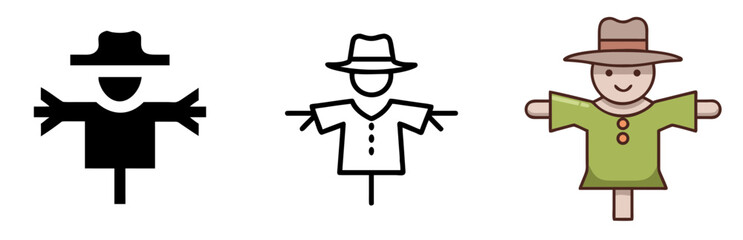 Scarecrow Icon for Farming, Agriculture, Garden and Crop Protection