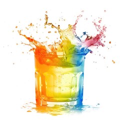 Colorful drink splashing from a glass
