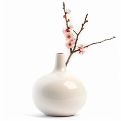 White vase with delicate cherry blossoms