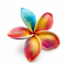 Vibrant, stylized plumeria flower with a gradient of colors