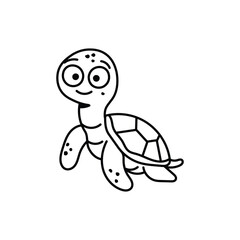 Cute Turtle Vector - Cartoon Sea Animal Clipart
