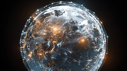 Digital Planet Surface Illuminated by Bright Tech Signals and Links