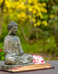 Buddha statue in garden setting (2)