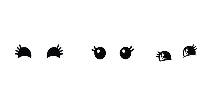 Set of cartoon eyes set hand drawn illustration on white background, eyebrow vector set.