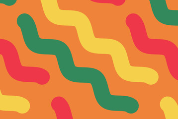 Abstract waves Colorful line doodle seamless pattern. Creative minimalist style art background, trendy design with basic shapes. Modern abstract color backdrop