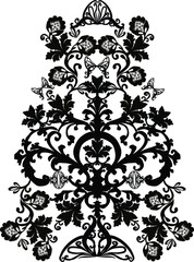 decorated black vertical pattern on white background