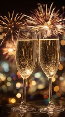 Festive Party Scene with Champagne and Golden Sparks