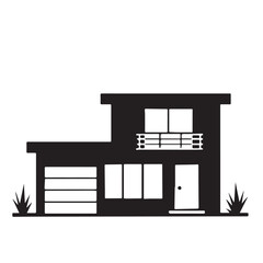 Modern House Silhouette Vector – Minimalist Home Icon Design for Architecture and Real Estate