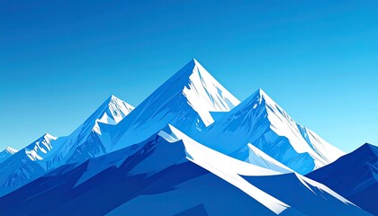 Majestic Snow-Capped Mountains Against a Clear Blue Sky.