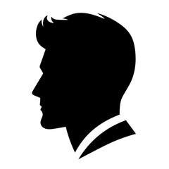 Black and white vector silhouette of a man profile on a white background 