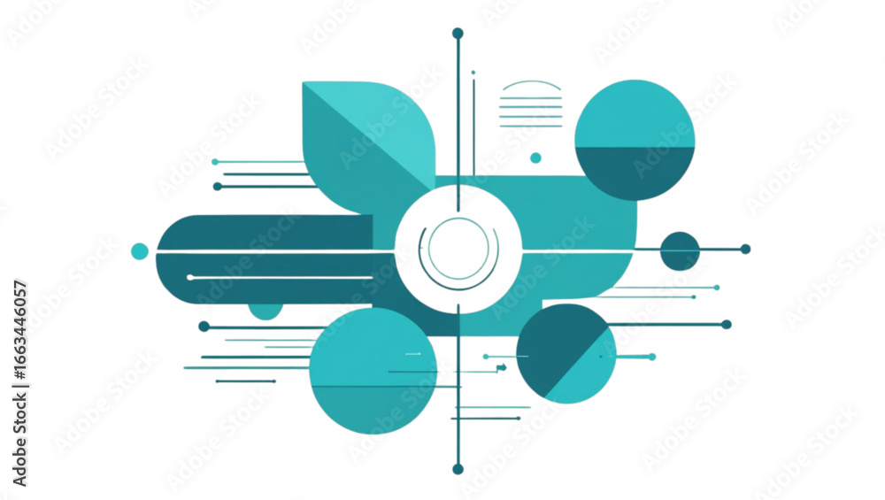 Wall mural abstract technology background with geometric shapes and lines